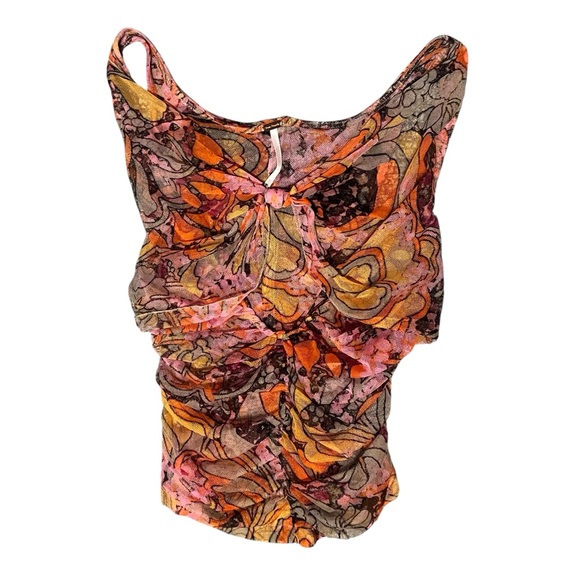 Free People Tops - Free People Orange Purple Pink Ruched Crop  Tank Top Size XS